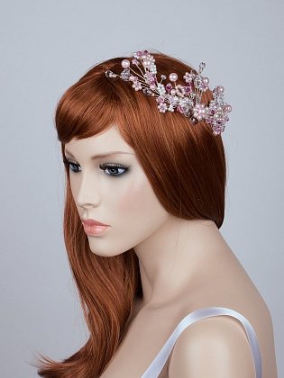 Bridal headpiece Pink Glory